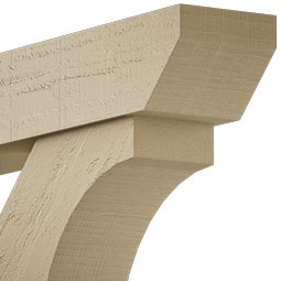 Ekena Millwork - BKTUR0756X32X44FST06RCPR - Timberthane Faux Wood Funston Style Bracket w/ Offset Brace, Slat Ends, 7 1/2"W x 32"D x 44"H, Primed Tan