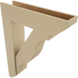Ekena Millwork - BKTUR0756X32X44FST06RCPR - Timberthane Faux Wood Funston Style Bracket w/ Offset Brace, Slat Ends, 7 1/2"W x 32"D x 44"H, Primed Tan