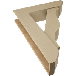Ekena Millwork - BKTUR0756X32X44FST06RCPR - Timberthane Faux Wood Funston Style Bracket w/ Offset Brace, Slat Ends, 7 1/2"W x 32"D x 44"H, Primed Tan