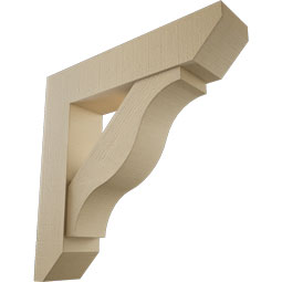 Ekena Millwork - BKTUR0756X34X34FST06RCPR - Timberthane Faux Wood Funston Style Bracket w/ Offset Brace, Slat Ends, 7 1/2"W x 34"D x 34"H, Primed Tan