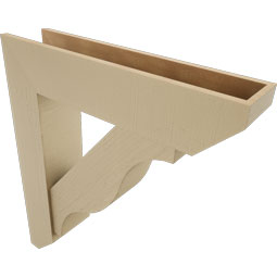 Ekena Millwork - BKTUR0756X34X38FST06RCPR - Timberthane Faux Wood Funston Style Bracket w/ Offset Brace, Slat Ends, 7 1/2"W x 34"D x 38"H, Primed Tan