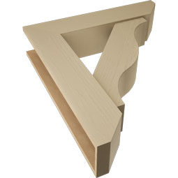 Ekena Millwork - BKTUR0756X34X38FST06RCPR - Timberthane Faux Wood Funston Style Bracket w/ Offset Brace, Slat Ends, 7 1/2"W x 34"D x 38"H, Primed Tan