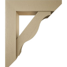 Ekena Millwork - BKTUR0756X34X40FST06RCPR - Timberthane Faux Wood Funston Style Bracket w/ Offset Brace, Slat Ends, 7 1/2"W x 34"D x 40"H, Primed Tan