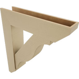 Ekena Millwork - BKTUR0756X34X40FST06RCPR - Timberthane Faux Wood Funston Style Bracket w/ Offset Brace, Slat Ends, 7 1/2"W x 34"D x 40"H, Primed Tan