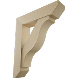 Ekena Millwork - BKTUR0756X34X40FST06RCPR - Timberthane Faux Wood Funston Style Bracket w/ Offset Brace, Slat Ends, 7 1/2"W x 34"D x 40"H, Primed Tan