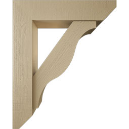 Ekena Millwork - BKTUR0756X34X42FST06RCPR - Timberthane Faux Wood Funston Style Bracket w/ Offset Brace, Slat Ends, 7 1/2"W x 34"D x 42"H, Primed Tan