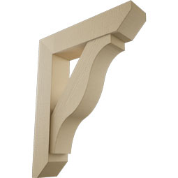 Ekena Millwork - BKTUR0756X34X42FST06RCPR - Timberthane Faux Wood Funston Style Bracket w/ Offset Brace, Slat Ends, 7 1/2"W x 34"D x 42"H, Primed Tan