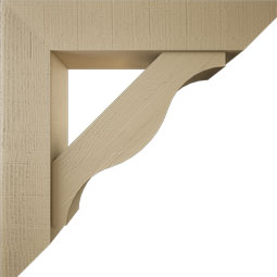 Ekena Millwork - BKTUR0756X36X36FST06RCPR - Timberthane Faux Wood Funston Style Bracket w/ Offset Brace, Slat Ends, 7 1/2"W x 36"D x 36"H, Primed Tan