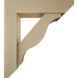 Ekena Millwork - BKTUR0756X36X40FST06RCPR - Timberthane Faux Wood Funston Style Bracket w/ Offset Brace, Slat Ends, 7 1/2"W x 36"D x 40"H, Primed Tan