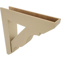 Ekena Millwork - BKTUR0756X36X40FST06RCPR - Timberthane Faux Wood Funston Style Bracket w/ Offset Brace, Slat Ends, 7 1/2"W x 36"D x 40"H, Primed Tan