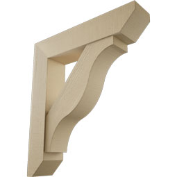 Ekena Millwork - BKTUR0756X36X40FST06RCPR - Timberthane Faux Wood Funston Style Bracket w/ Offset Brace, Slat Ends, 7 1/2"W x 36"D x 40"H, Primed Tan