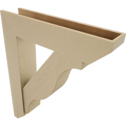 Ekena Millwork - BKTUR0756X36X44FST06RCPR - Timberthane Faux Wood Funston Style Bracket w/ Offset Brace, Slat Ends, 7 1/2"W x 36"D x 44"H, Primed Tan
