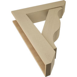 Ekena Millwork - BKTUR0756X36X44FST06RCPR - Timberthane Faux Wood Funston Style Bracket w/ Offset Brace, Slat Ends, 7 1/2"W x 36"D x 44"H, Primed Tan
