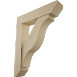 Ekena Millwork - BKTUR0756X36X44FST06RCPR - Timberthane Faux Wood Funston Style Bracket w/ Offset Brace, Slat Ends, 7 1/2"W x 36"D x 44"H, Primed Tan
