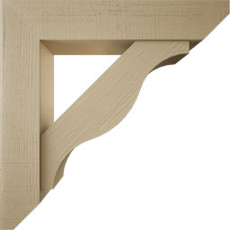 Ekena Millwork - BKTUR0756X38X38FST06RCPR - Timberthane Faux Wood Funston Style Bracket w/ Offset Brace, Slat Ends, 7 1/2"W x 38"D x 38"H, Primed Tan