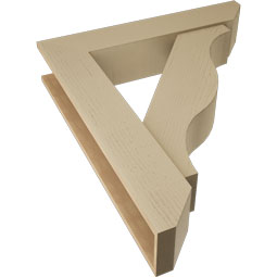 Ekena Millwork - BKTUR0756X38X44FST06RCPR - Timberthane Faux Wood Funston Style Bracket w/ Offset Brace, Slat Ends, 7 1/2"W x 38"D x 44"H, Primed Tan
