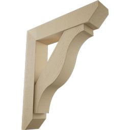 Ekena Millwork - BKTUR0756X38X44FST06RCPR - Timberthane Faux Wood Funston Style Bracket w/ Offset Brace, Slat Ends, 7 1/2"W x 38"D x 44"H, Primed Tan