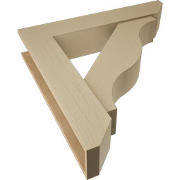 Ekena Millwork - BKTUR0756X40X40FST06RCPR - Timberthane Faux Wood Funston Style Bracket w/ Offset Brace, Slat Ends, 7 1/2"W x 40"D x 40"H, Primed Tan