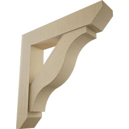 Ekena Millwork - BKTUR0756X40X40FST06RCPR - Timberthane Faux Wood Funston Style Bracket w/ Offset Brace, Slat Ends, 7 1/2"W x 40"D x 40"H, Primed Tan