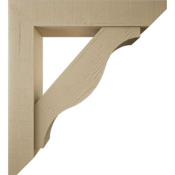 Ekena Millwork - BKTUR0756X40X44FST06RCPR - Timberthane Faux Wood Funston Style Bracket w/ Offset Brace, Slat Ends, 7 1/2"W x 40"D x 44"H, Primed Tan