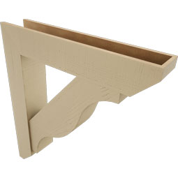 Ekena Millwork - BKTUR0756X40X44FST06RCPR - Timberthane Faux Wood Funston Style Bracket w/ Offset Brace, Slat Ends, 7 1/2"W x 40"D x 44"H, Primed Tan