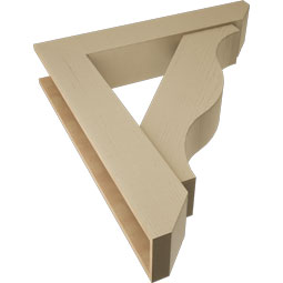 Ekena Millwork - BKTUR0756X40X44FST06RCPR - Timberthane Faux Wood Funston Style Bracket w/ Offset Brace, Slat Ends, 7 1/2"W x 40"D x 44"H, Primed Tan