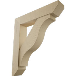Ekena Millwork - BKTUR0756X40X44FST06RCPR - Timberthane Faux Wood Funston Style Bracket w/ Offset Brace, Slat Ends, 7 1/2"W x 40"D x 44"H, Primed Tan