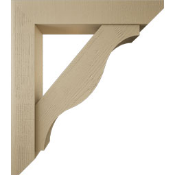 Ekena Millwork - BKTUR0756X42X48FST06RCPR - Timberthane Faux Wood Funston Style Bracket w/ Offset Brace, Slat Ends, 7 1/2"W x 42"D x 48"H, Primed Tan