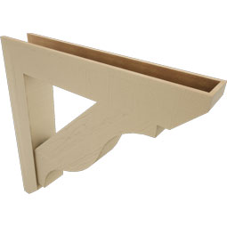 Ekena Millwork - BKTUR0756X44X44FST06RCPR - Timberthane Faux Wood Funston Style Bracket w/ Offset Brace, Slat Ends, 7 1/2"W x 44"D x 44"H, Primed Tan