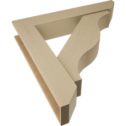 Ekena Millwork - BKTUR0756X44X44FST06RCPR - Timberthane Faux Wood Funston Style Bracket w/ Offset Brace, Slat Ends, 7 1/2"W x 44"D x 44"H, Primed Tan