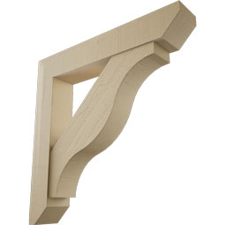 Ekena Millwork - BKTUR0756X44X44FST06RCPR - Timberthane Faux Wood Funston Style Bracket w/ Offset Brace, Slat Ends, 7 1/2"W x 44"D x 44"H, Primed Tan
