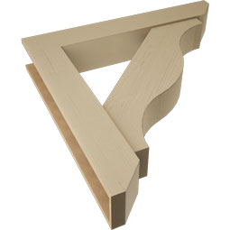 Ekena Millwork - BKTUR0756X46X46FST06RCPR - Timberthane Faux Wood Funston Style Bracket w/ Offset Brace, Slat Ends, 7 1/2"W x 46"D x 46"H, Primed Tan