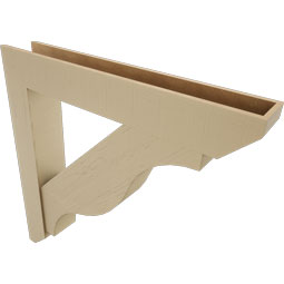 Ekena Millwork - BKTUR0756X48X48FST06RCPR - Timberthane Faux Wood Funston Style Bracket w/ Offset Brace, Slat Ends, 7 1/2"W x 48"D x 48"H, Primed Tan
