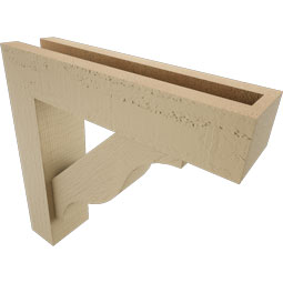 Ekena Millwork - BKTUR0352X14X14FST05RCPR - Timberthane Faux Wood Funston Style Bracket w/ Offset Brace, Block Ends, 3 1/2"W x 14"D x 14"H, Primed Tan