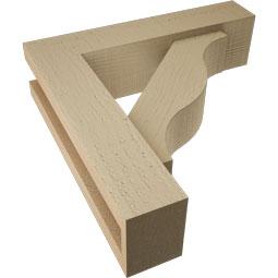 Ekena Millwork - BKTUR0352X14X14FST05RCPR - Timberthane Faux Wood Funston Style Bracket w/ Offset Brace, Block Ends, 3 1/2"W x 14"D x 14"H, Primed Tan