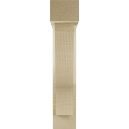 Ekena Millwork - BKTUR0352X14X18FST05RCPR - Timberthane Faux Wood Funston Style Bracket w/ Offset Brace, Block Ends, 3 1/2"W x 14"D x 18"H, Primed Tan