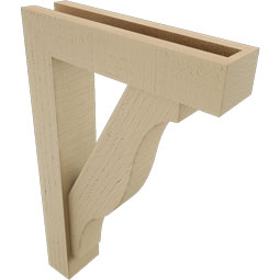 Ekena Millwork - BKTUR0352X14X22FST05RCPR - Timberthane Faux Wood Funston Style Bracket w/ Offset Brace, Block Ends, 3 1/2"W x 14"D x 22"H, Primed Tan