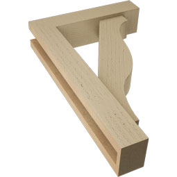 Ekena Millwork - BKTUR0352X14X22FST05RCPR - Timberthane Faux Wood Funston Style Bracket w/ Offset Brace, Block Ends, 3 1/2"W x 14"D x 22"H, Primed Tan