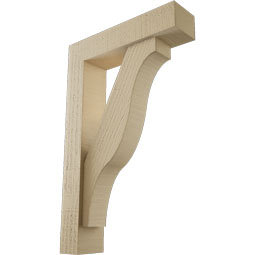 Ekena Millwork - BKTUR0352X14X22FST05RCPR - Timberthane Faux Wood Funston Style Bracket w/ Offset Brace, Block Ends, 3 1/2"W x 14"D x 22"H, Primed Tan