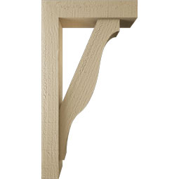 Ekena Millwork - BKTUR0352X14X26FST05RCPR - Timberthane Faux Wood Funston Style Bracket w/ Offset Brace, Block Ends, 3 1/2"W x 14"D x 26"H, Primed Tan