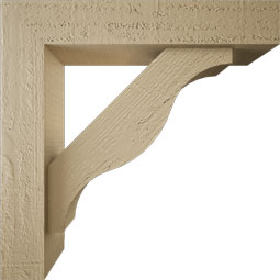 Ekena Millwork - BKTUR0352X16X16FST05RCPR - Timberthane Faux Wood Funston Style Bracket w/ Offset Brace, Block Ends, 3 1/2"W x 16"D x 16"H, Primed Tan