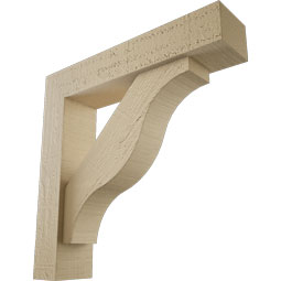 Ekena Millwork - BKTUR0352X16X16FST05RCPR - Timberthane Faux Wood Funston Style Bracket w/ Offset Brace, Block Ends, 3 1/2"W x 16"D x 16"H, Primed Tan