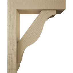 Ekena Millwork - BKTUR0352X16X20FST05RCPR - Timberthane Faux Wood Funston Style Bracket w/ Offset Brace, Block Ends, 3 1/2"W x 16"D x 20"H, Primed Tan