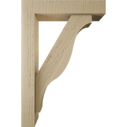 Ekena Millwork - BKTUR0352X16X24FST05RCPR - Timberthane Faux Wood Funston Style Bracket w/ Offset Brace, Block Ends, 3 1/2"W x 16"D x 24"H, Primed Tan