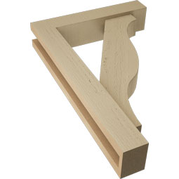 Ekena Millwork - BKTUR0352X16X24FST05RCPR - Timberthane Faux Wood Funston Style Bracket w/ Offset Brace, Block Ends, 3 1/2"W x 16"D x 24"H, Primed Tan