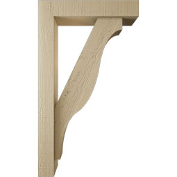 Ekena Millwork - BKTUR0352X16X28FST05RCPR - Timberthane Faux Wood Funston Style Bracket w/ Offset Brace, Block Ends, 3 1/2"W x 16"D x 28"H, Primed Tan