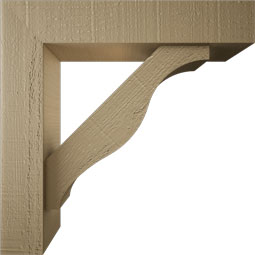 Ekena Millwork - BKTUROFST44 - Timberthane Rough Cedar Faux Wood Funston Block Bracket w/ Offset Brace