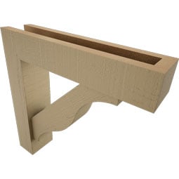 Ekena Millwork - BKTUROFST44 - Timberthane Rough Cedar Faux Wood Funston Block Bracket w/ Offset Brace