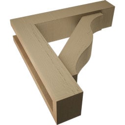 Ekena Millwork - BKTUROFST44 - Timberthane Rough Cedar Faux Wood Funston Block Bracket w/ Offset Brace