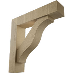 Ekena Millwork - BKTUROFST44 - Timberthane Rough Cedar Faux Wood Funston Block Bracket w/ Offset Brace